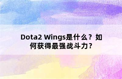 Dota2 Wings是什么？如何获得最强战斗力？